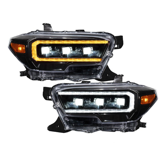2016-2023 Toyota Tacoma LED Projector Headlights – Selectable White or Amber DRL | Sequential Turn Signals | Triple Bi-LED | Plug & Play