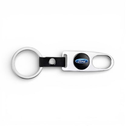 Ford Silver Keychain & Tire Valve Caps Set Zinc Alloy Chrome Cap Kit