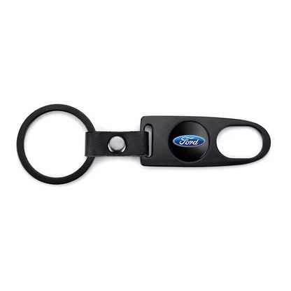 Ford Black Keychain & Tire Valve Caps Set Zinc Alloy Black Cap Kit