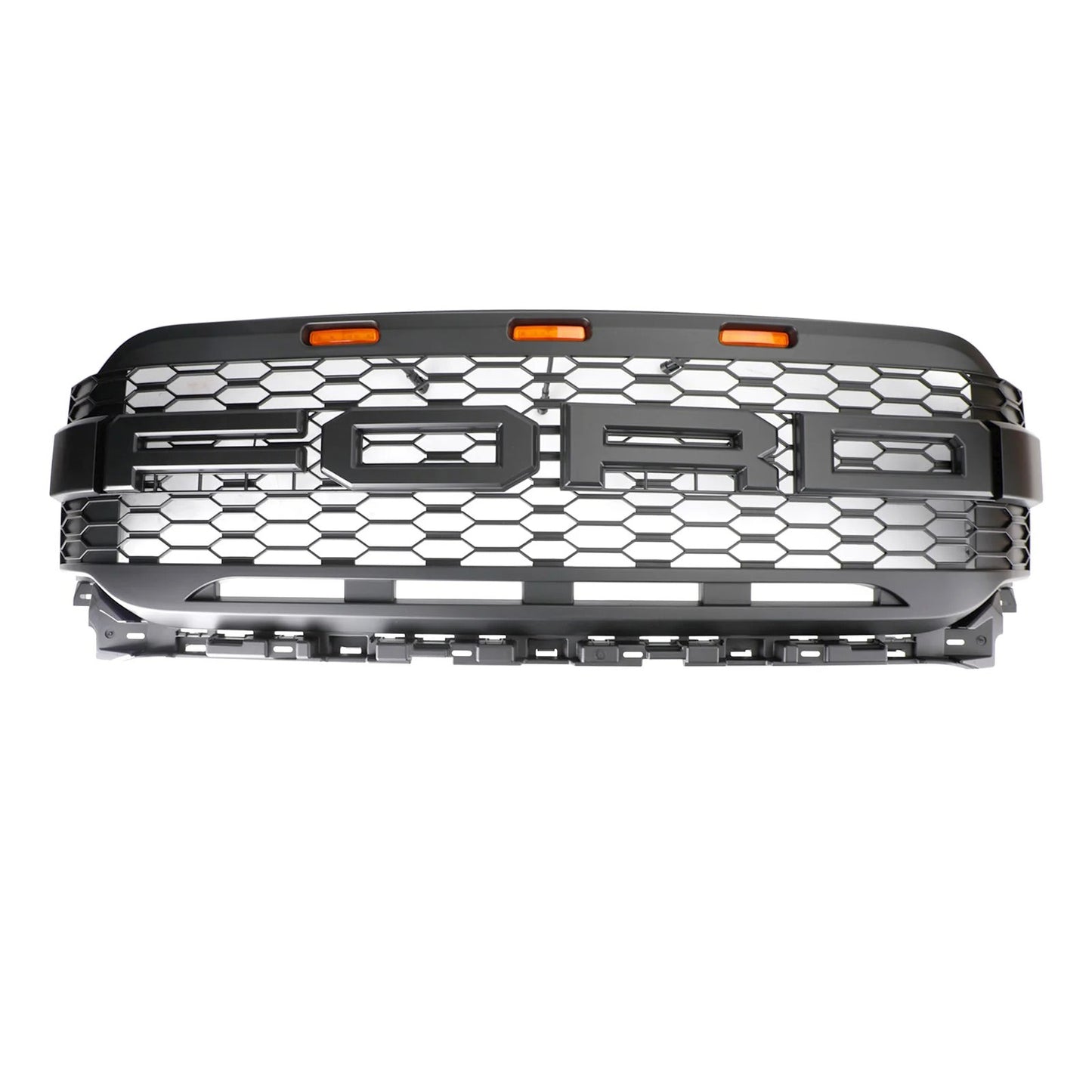 Aftermarket Raptor Style Matte Black Front Grille w/ LED for Ford F-150 2021–2023