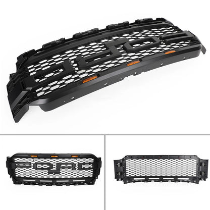 Aftermarket Raptor Style Matte Black Front Grille w/ LED for Ford F-150 2021–2023