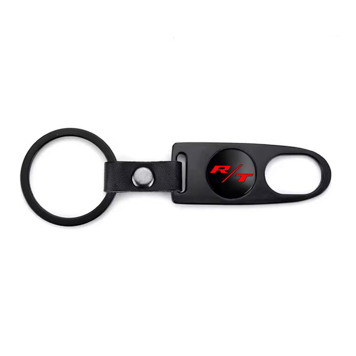R/T Black Keychain & Tire Valve Caps Set Zinc Alloy Black Cap Kit