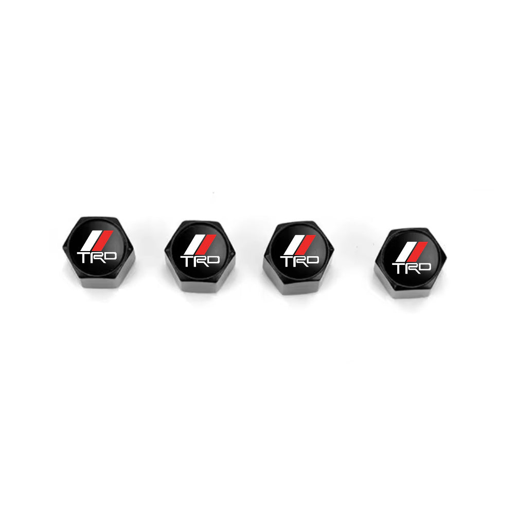 TRD Style Black Keychain & Valve Cap Bundle – Aluminum Tire Valve Caps + Keychain Set